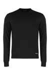 Prada Logo Patch Silk Crewneck Sweater In Nero