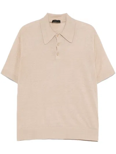 Prada Fein Gestricktes Poloshirt In Nude