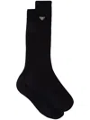 Prada Superfine Ribbed Socks In Black