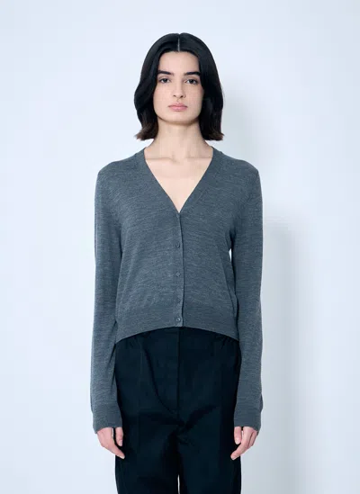 Prada Fine Wool Cardigan In Grey