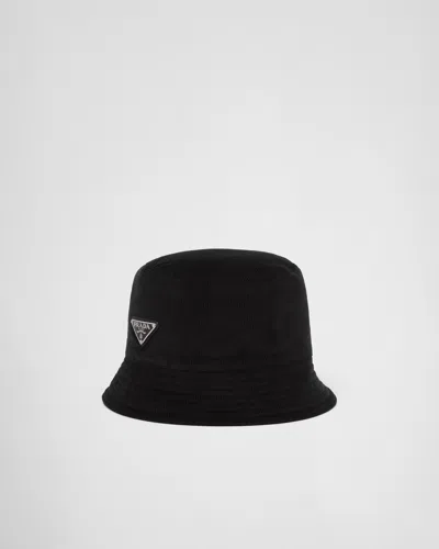 Prada Corduroy Bucket Hat In Black