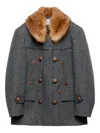 Prada Double-breasted Chevron Peacoat In Gray