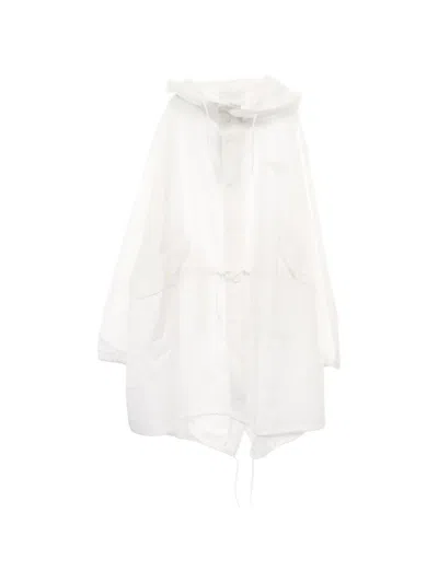Pre-owned Prada Fish Tail Hooded Coat In White