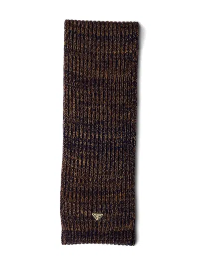 Prada Melange Wool And Cashmere Scarf In Brown