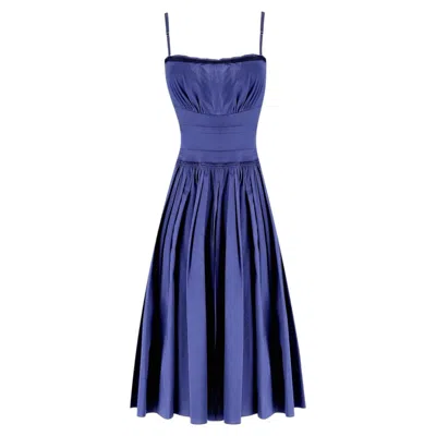 Pre-owned Prada Fit And Flare Pleated Midi Dress In Purple
