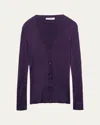 Prada Fitted Long-sleeve Ribbed Cardigan In F0030 Viola