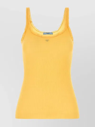 PRADA FITTED RIBBED TANK TOP WITH SCOOP NECK
