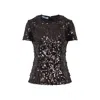 Prada Fitted Short-sleeved Top With Sequined Detailing In Black