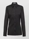 Prada Fitted Stretch Poplin Shirt With Long Sleeves In Black