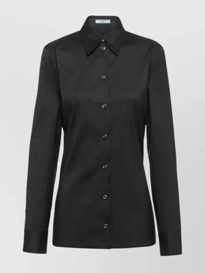 PRADA FITTED STRETCH POPLIN SHIRT WITH LONG SLEEVES