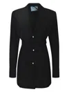 Prada Single-breasted Belted Shirt Jacket In Black