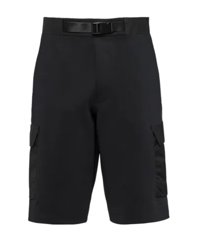 Prada Recycled Technical Jersey Bermudas In Black