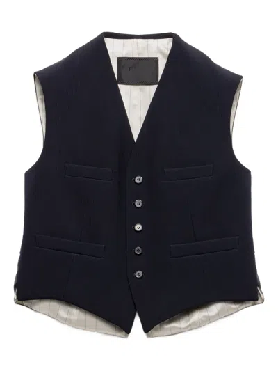 Prada Five-button Welt-pocket Vest In Blue