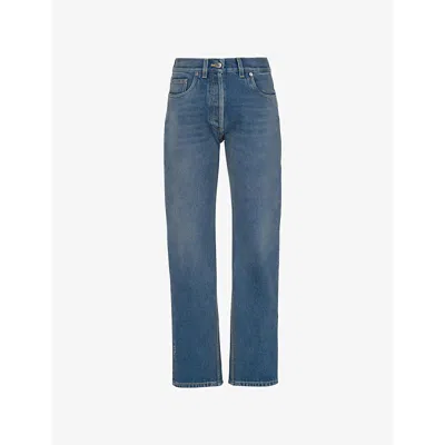 Prada Womens Blue Five-pocket High-rise Straight-leg Jeans