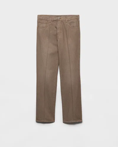 Prada Five-pocket-jeans Aus Gewaschenem Denim In Brown