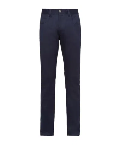 Prada Five-pocket Stretch Drill Pants In Navy