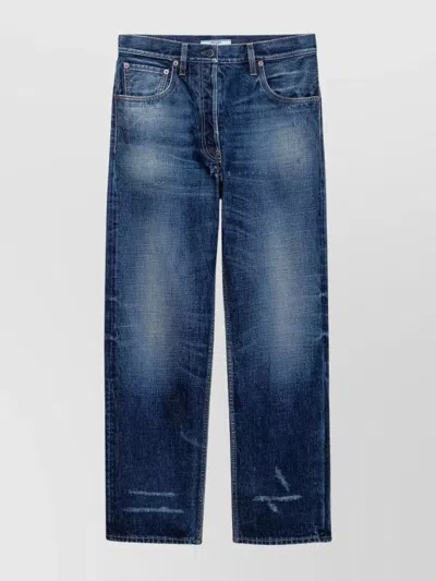 PRADA FIVE POCKET TROUSERS WITH DISTRESSED FADED EFFECT