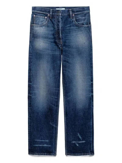 Prada Five-pocket Washed Denim Jeans In Blue