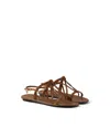 Prada Flat Leather Sandals In Brown