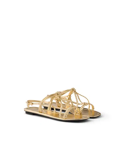 PRADA FLAT MORDORÉ NAPPA LEATHER SANDALS