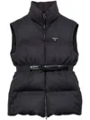 Prada Dark Grey Wool Sleeveless Down Jacket In Grey