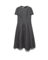 Prada Asymmetrical Short-sleeve Midi Dress In Gray