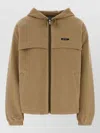 Prada Flannel Jacket With Hood And Pockets In Brown