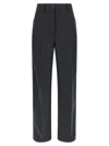 Prada Triangle-patch Pleat-detailed Trousers In Gray