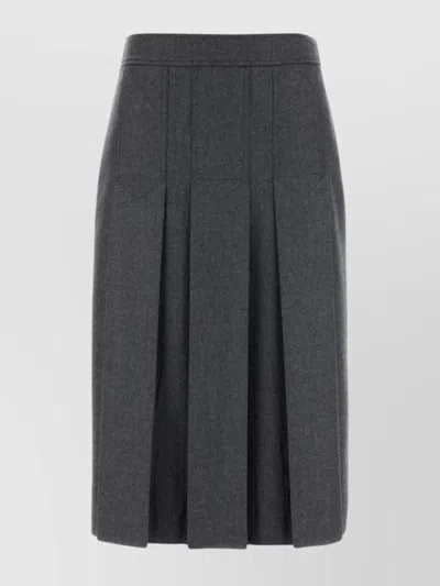 PRADA FLANNEL SKIRT WITH PLEATS AND BELT LOOPS