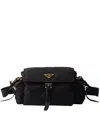 Prada Explore Medium Re-nylon Shoulder With Flap Bags In Black