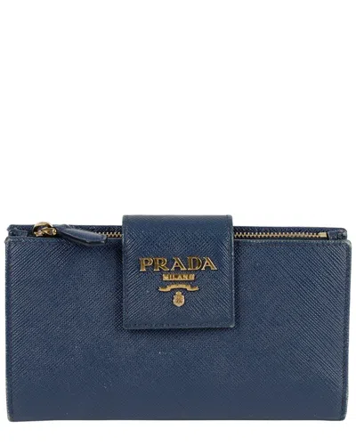 Prada Flap Compact Wallet (authentic Pre-loved) In Blue