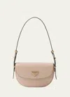 Prada Flap Leather Crossbody Bag In F03mv Travertino