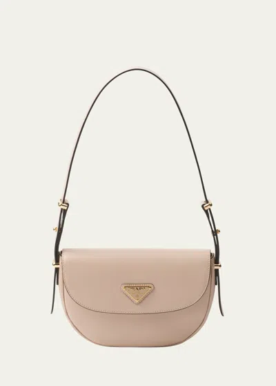 Prada Flap Leather Crossbody Bag In F03mv Travertino