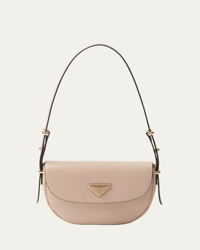 Prada Flap Leather Crossbody Bag In F03mv Travertino N