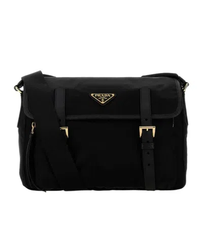 Prada Flap-over Shoulder Bag In Black