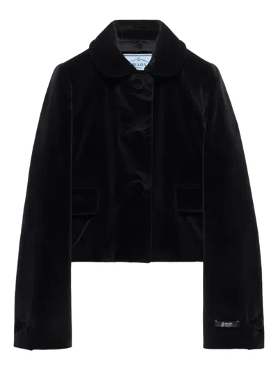 Prada Flap-pocket Detachable-collar Jacket In Black