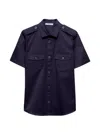 Prada Short-sleeved Buttoned Shirt In Blue