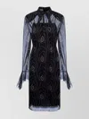 Prada Flared Cuffs High Neckline Knee-length Sheer Sleeves