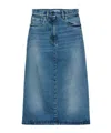 Prada Womens Blue Flared Faded-wash Denim Midi Skirt In Light Blue