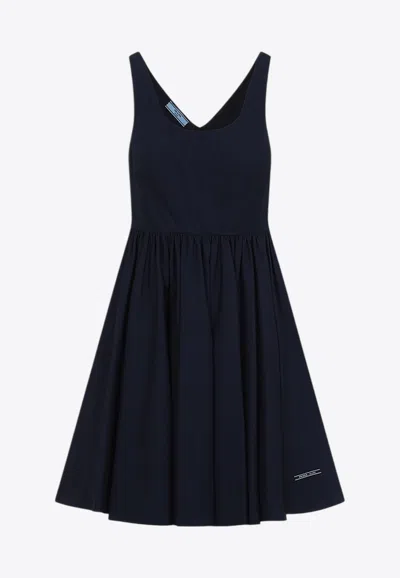 Prada Fit-flare Mini Dress In Blue