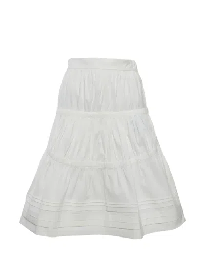 Pre-owned Prada Flared Mini Skirt In White