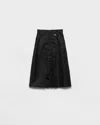 Prada Flared Re-nylon Skirt In Black