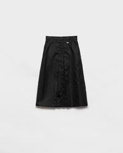 Prada Flared Re-nylon Skirt In Black