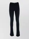 Prada Flared Ribbed Hem Trousers In Black