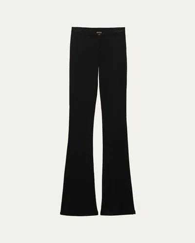 Prada Flared Ribbed Jersey Pants In Black