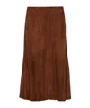 Prada Suede Midi Skirt In Brown