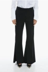 PRADA FLARED VIRGIN WOOL GABARDINE PANTS WITH BELT LOOPS AND 4 POC