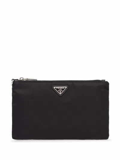 Prada Flat Container Handle Bags In Black