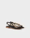 Prada Flat Leather And Cord Sandals In Brown