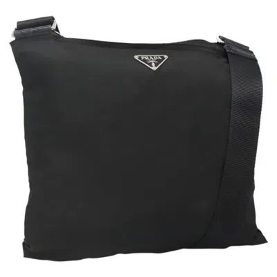 Pre-owned Prada Flat Messenger Bag Tessuto Black Nylon Shoulder Bag Bag ()